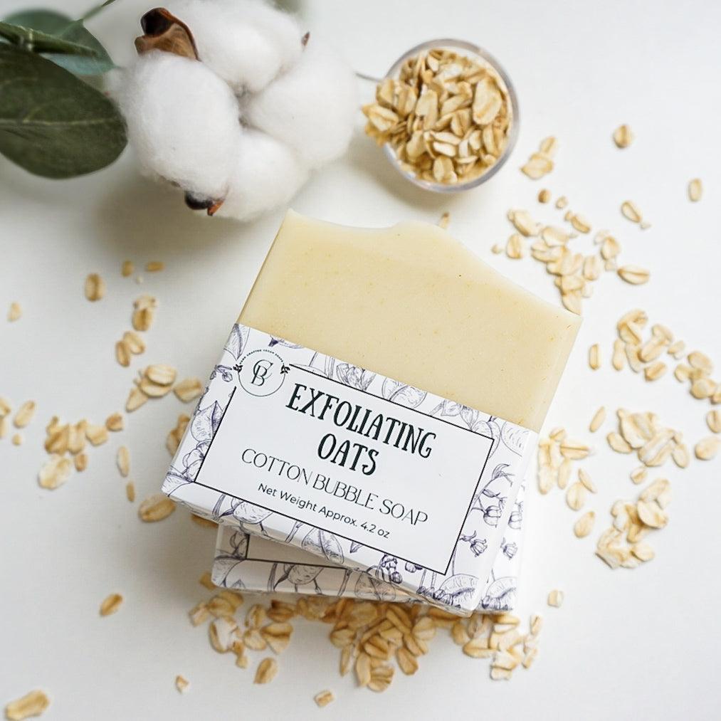 Exfoliating Oats - Unscented Oatmeal Soap for Sensitive Skin by Cotton Bubble Soap