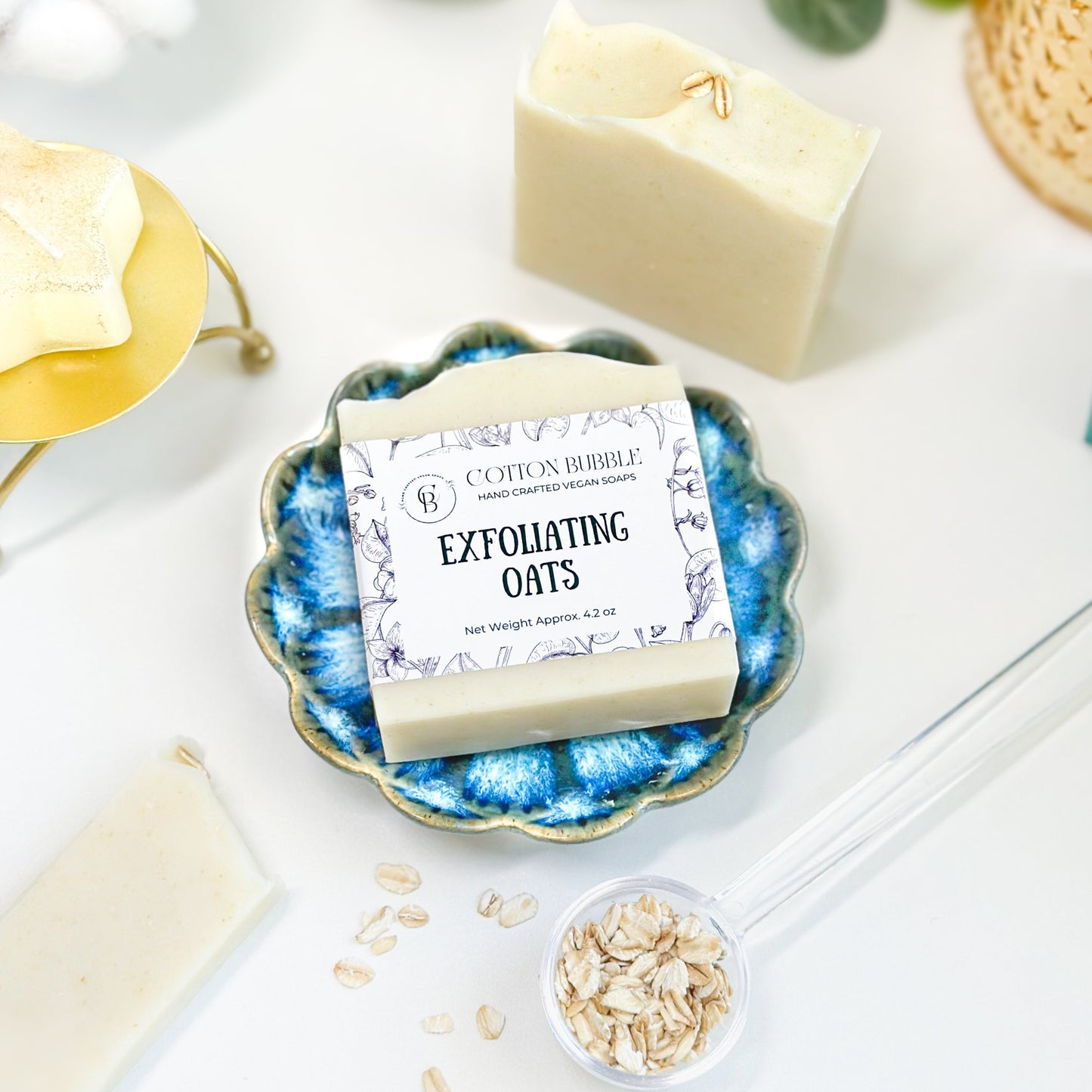 Exfoliating Oats - Unscented Oatmeal Soap for Sensitive Skin by Cotton Bubble Soap