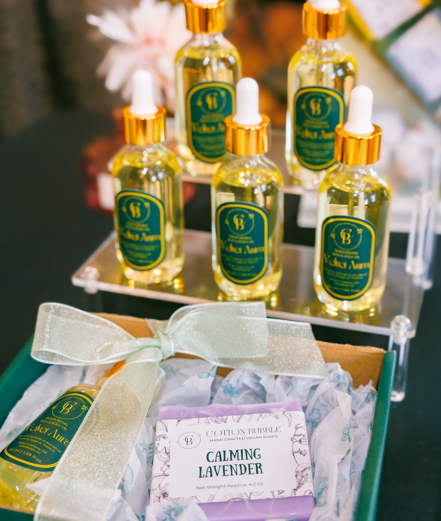 Natural Soap & Body Oil Gift Set – Luxurious Skincare Duo | Cotton Bubble Soap