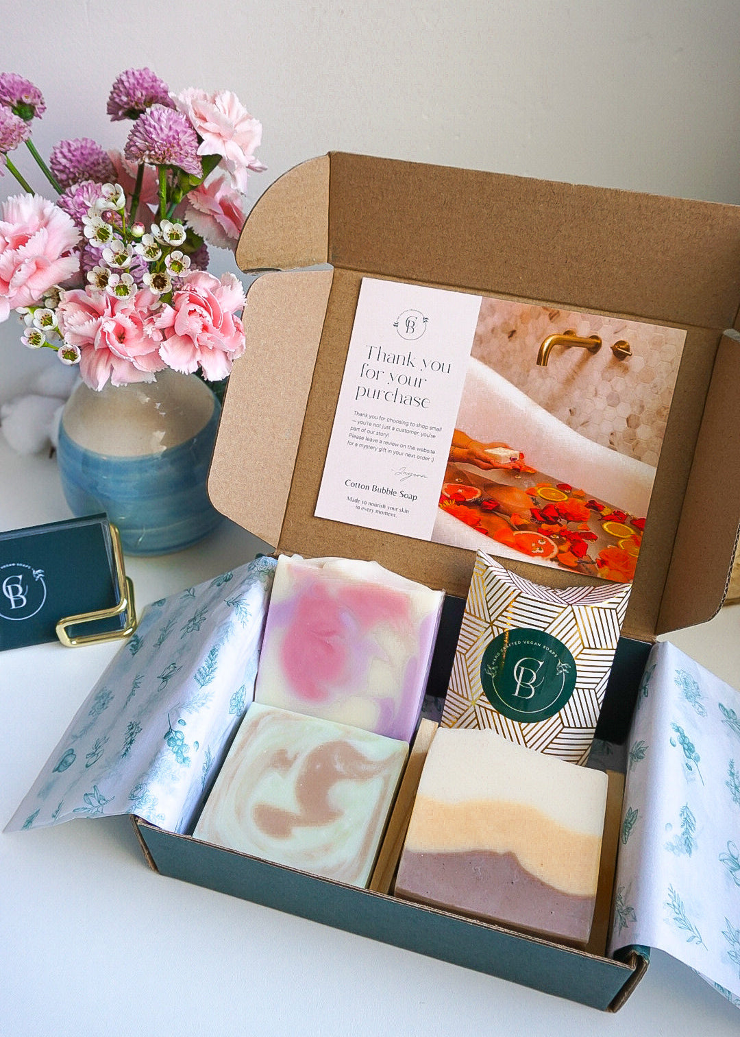 American Spring Soap Spring Soap Collection – Artisanal 3-Bar Gift Set – COTTON BUBBLE SOAP