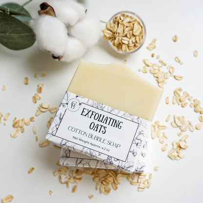Exfoliating Oats - Unscented Oatmeal Soap for Sensitive Skin by Cotton Bubble Soap 