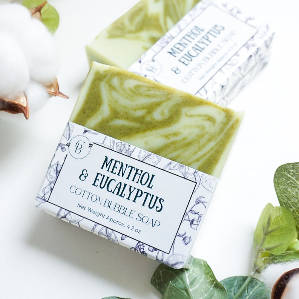 Menthol Eucalyptus Soap – Invigorating & Natural Cleanse | Cotton Bubble Soap