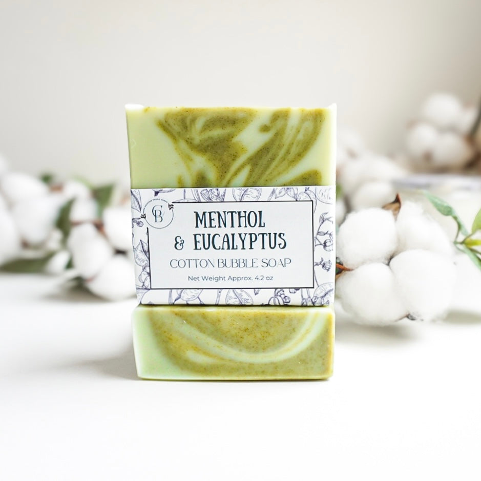 Menthol Eucalyptus Soap – Invigorating & Natural Cleanse | Cotton Bubble Soap