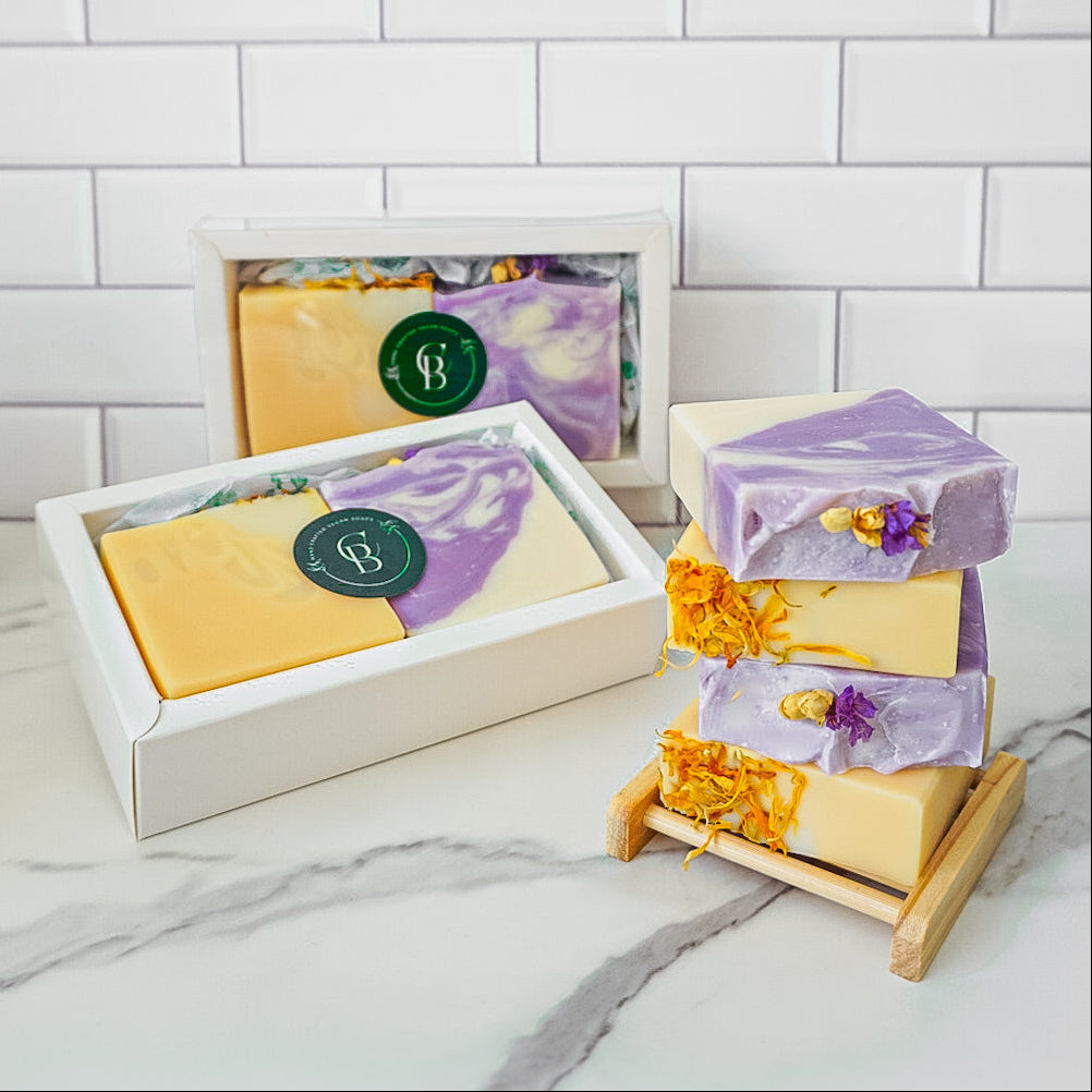 handcrafted soap bars (yellow or purple)