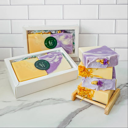 handcrafted soap bars (yellow or purple)
