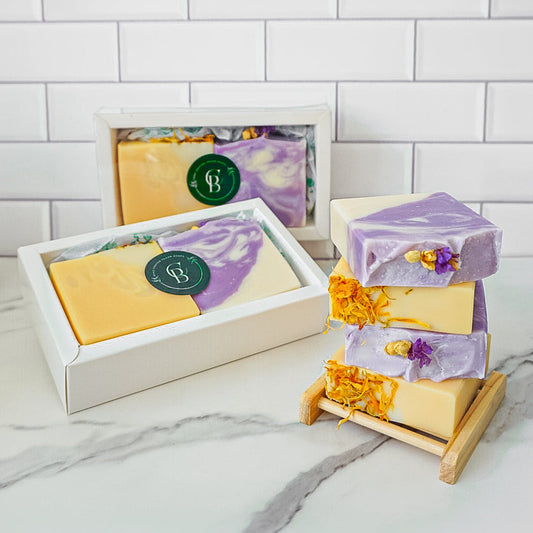 handcrafted soap bars (yellow or purple)