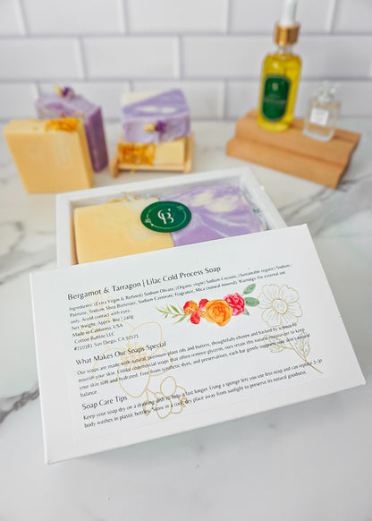 handcrafted soap bars gift box label information