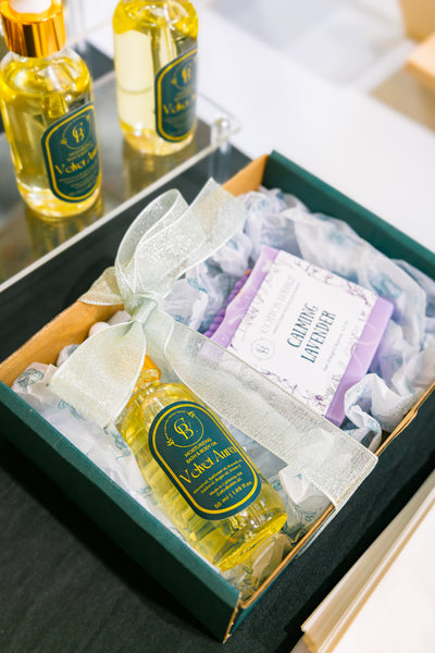 Natural Soap & Body Oil & Exfoliating Towel Gift Set – Luxurious